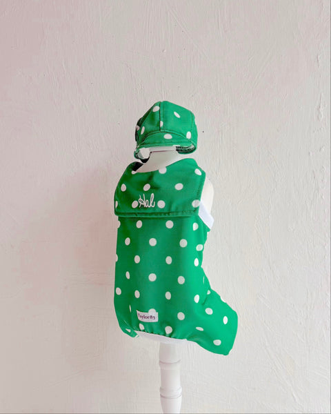 Mizugi Wear セーラーカラーロンパース（グリーンドット）