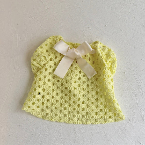 Breeze Lace Knit パフスリーブリボントップス