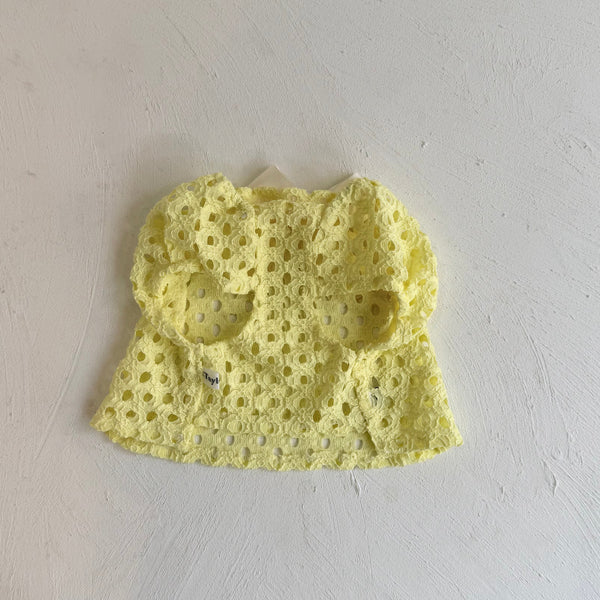 Breeze Lace Knit パフスリーブリボントップス