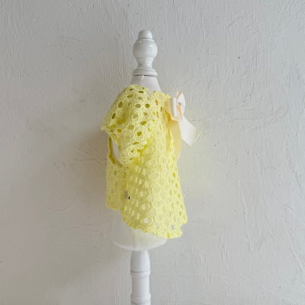 Breeze Lace Knit パフスリーブリボントップス