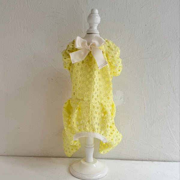 Breeze Lace Knit パフスリーブリボンオールインワン