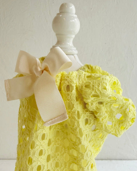 Breeze Lace Knit パフスリーブリボンオールインワン