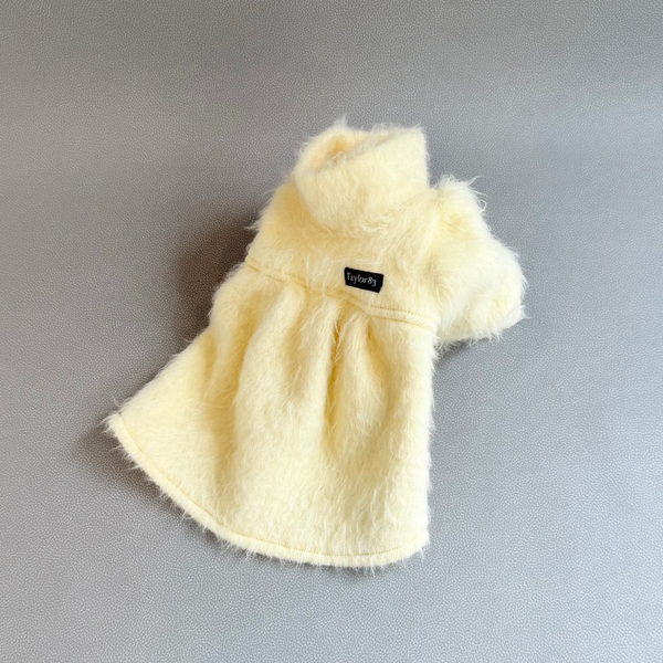 パフスリーブワンピース-シャギーニット