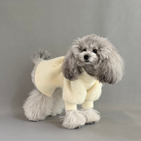 パフスリーブワンピース-シャギーニット