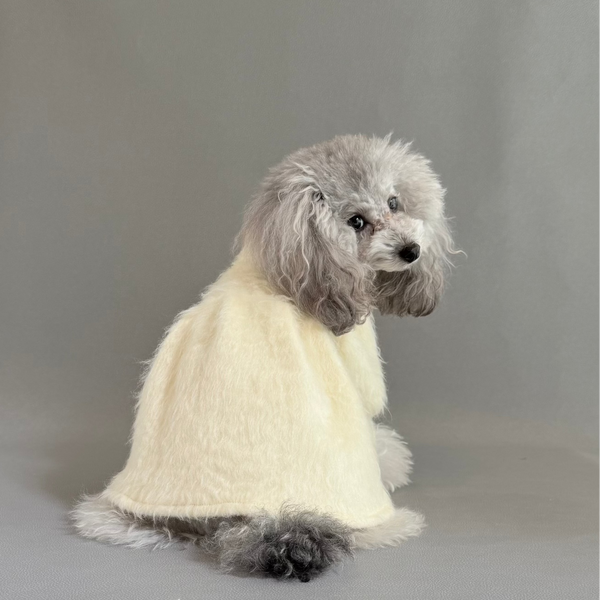 パフスリーブワンピース-シャギーニット