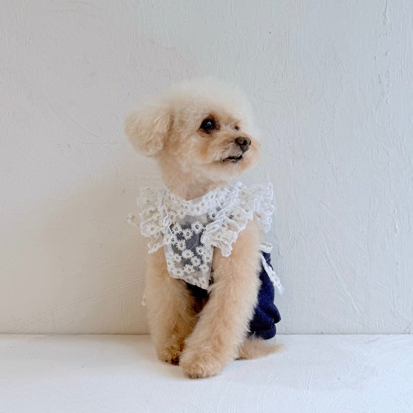 フリルスクエアベスト (フラワー刺繍チュール)