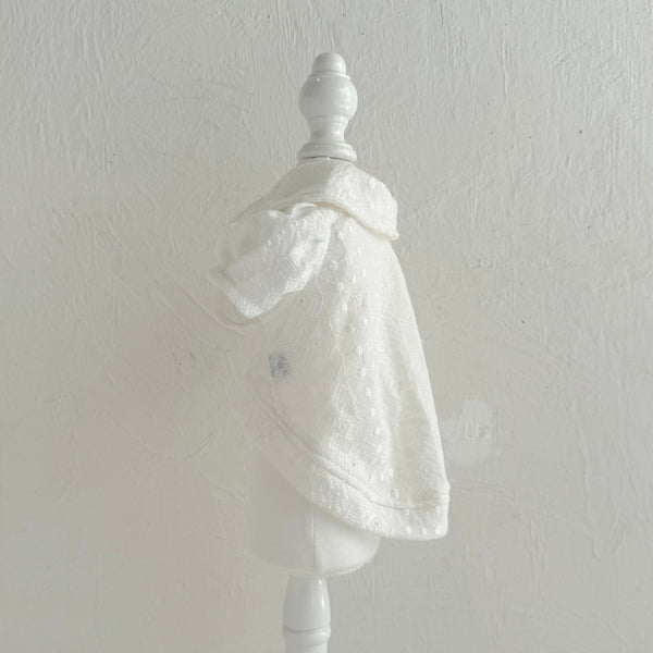 襟付きフレンチパフスリーブトップス（レースカットソー）