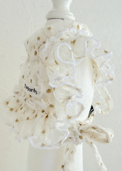 フリルスクエアベスト (フラワー刺繍チュール)