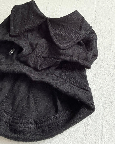 襟付きフレンチパフスリーブトップス（レースカットソー）