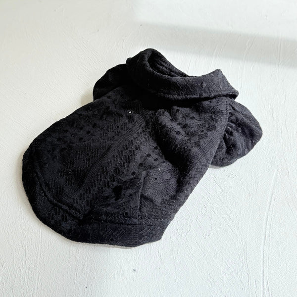 襟付きフレンチパフスリーブトップス（レースカットソー）