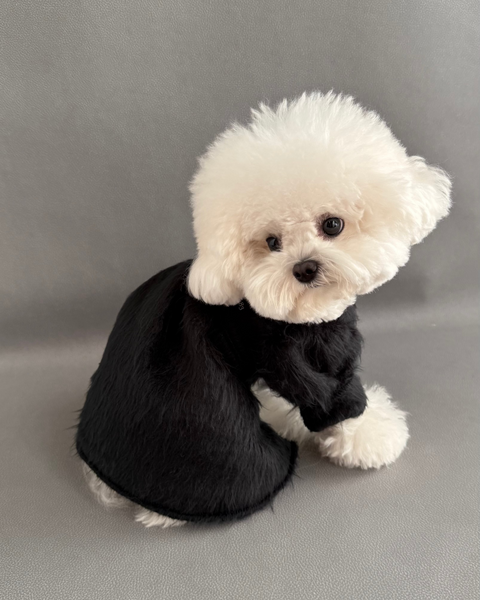 パフスリーブワンピース-シャギーニット